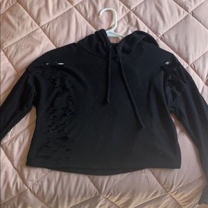 Long sleeve thin hoodie crop top